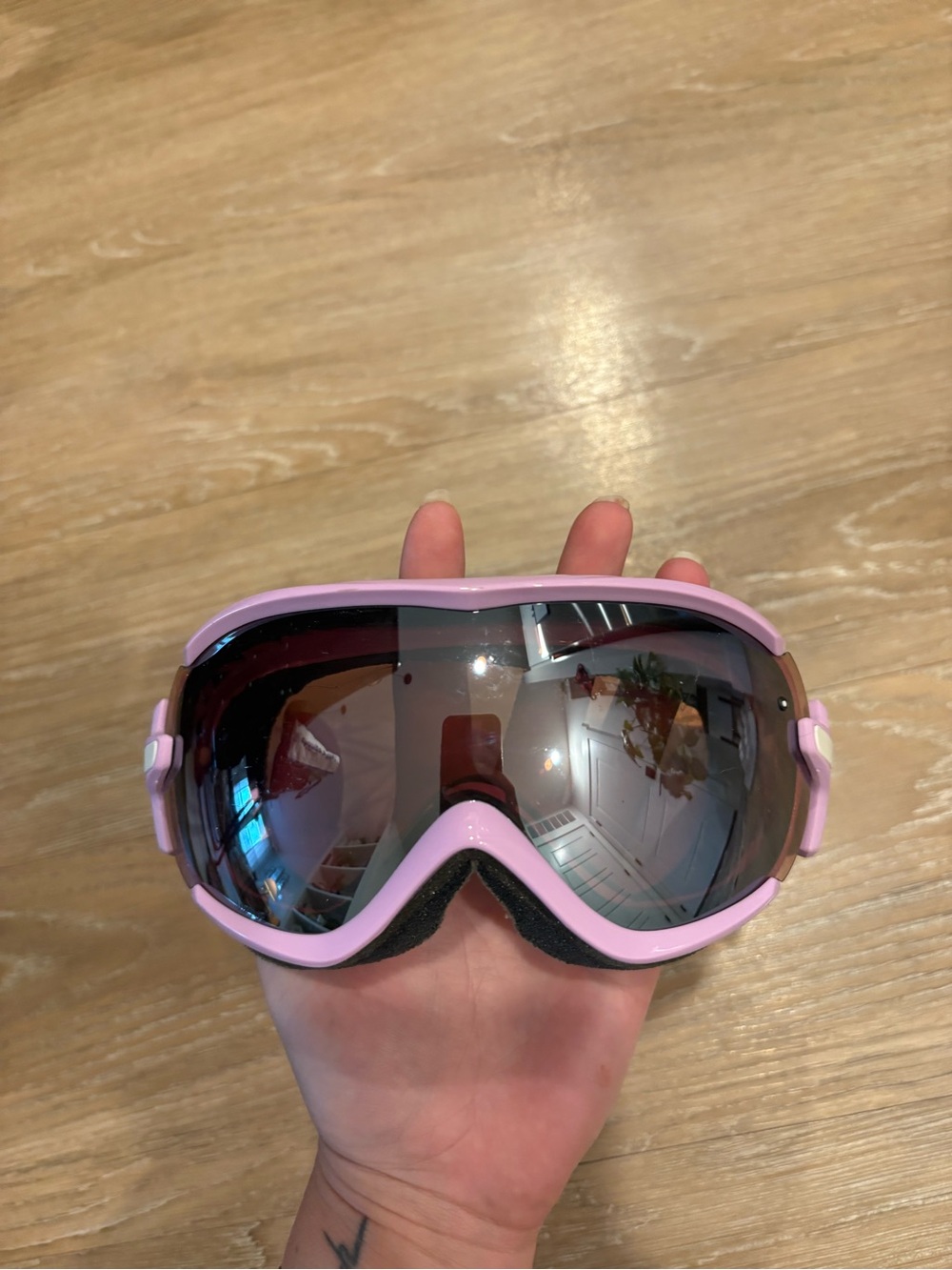 SMITH Pink Women's Ski Goggles with Mirrored Lens